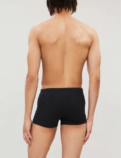 HANRO Elasticated Slim-fit Stretch-cotton Trunks -Falkeis Store 102 1000262 73086 BLACK ALT02