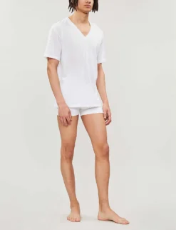 HANRO Cotton Sporty Cotton-jersey T-shirt -Falkeis Store 102 1000262 73510 WHITE ALT01