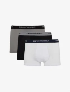 Emporio Armani Pack Of Three Logo Slim-fit Cotton Briefs