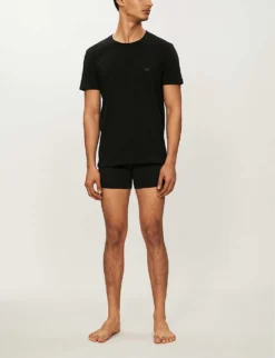 Emporio Armani Crewneck Cotton-jersey T-shirts Pack Of Two 8 Emporio Armani Crewneck Cotton-jersey T-shirts Pack Of Two -Falkeis Store 102 3002168 CC72211164707320 BLACK ALT01