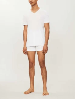 Emporio Armani Pack Of Two V-neck Cotton-jersey T-shirts -Falkeis Store 102 3002168 CC72211164804710 WHITE ALT01