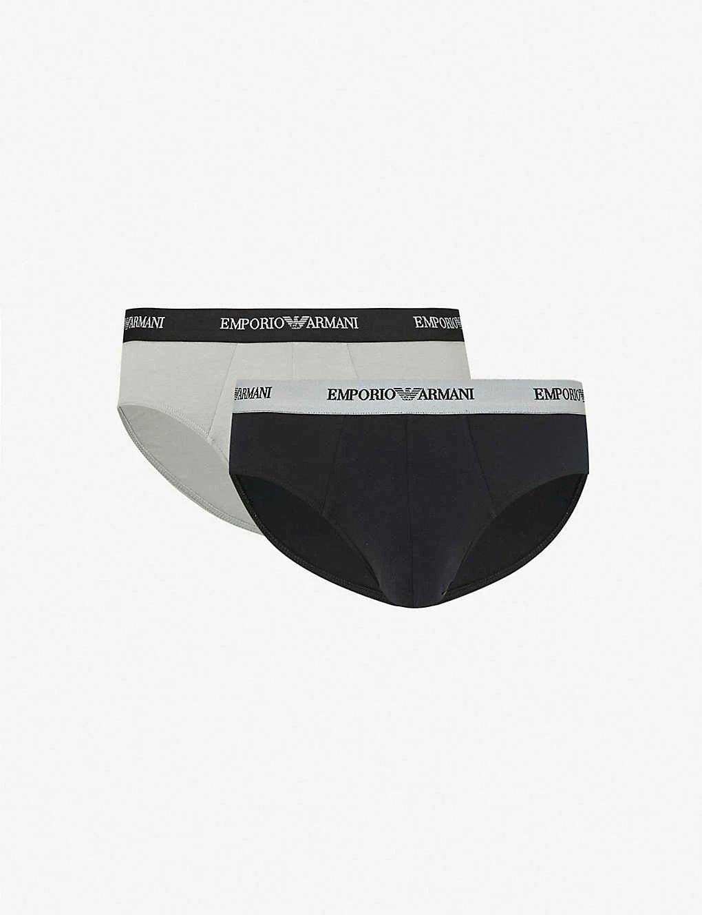 Emporio Armani Pack Of Two Slim-fit Stretch-cotton Briefs 1 Emporio Armani Pack Of Two Slim-fit Stretch-cotton Briefs