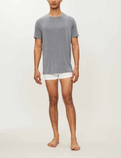 Basel Crewneck Stretch-modal T-shirt -Falkeis Store 107 89001966 3048MARL001CHA CHARCOAL ALT01