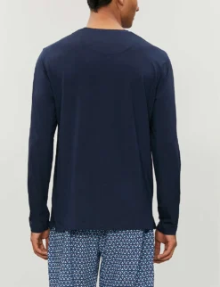 Basel Long-sleeved Stretch-cotton Top -Falkeis Store 107 89001966 3083BASE001DEN BLUE ALT02