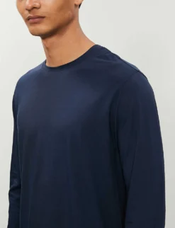 Basel Long-sleeved Stretch-cotton Top -Falkeis Store 107 89001966 3083BASE001DEN BLUE ALT03