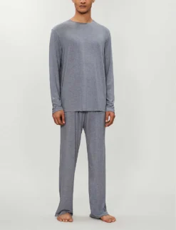 Marlowe Stretch-modal Pyjama Bottoms -Falkeis Store 107 89001966 3558MARL001CHA CHARCOAL ALT01