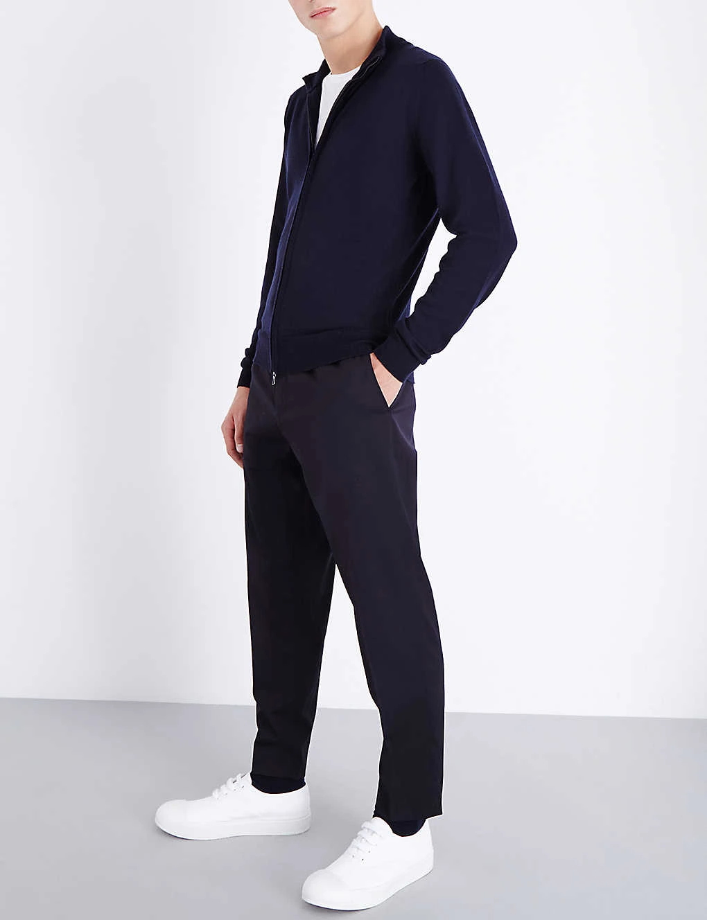JOHN SMEDLEY Zipped Merino Wool Cardigan 3 JOHN SMEDLEY Zipped Merino Wool Cardigan - Image 3