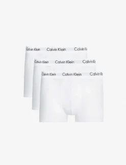 Calvin Klein Logo-detail Slim-fit Pack Of Three Stretch-cotton Trunks