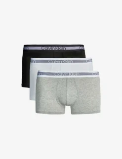 Calvin Klein Classic Logo-detail Classic-fit Pack Of Three Cotton Trunks