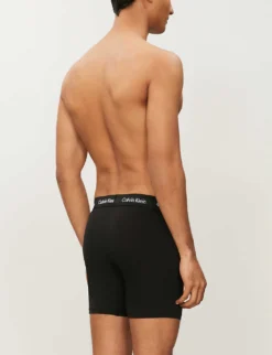 Calvin Klein Pack Of Three Classic-fit Stretch-cotton Trunks -Falkeis Store 431 3003262 NB1390A BLKBLUCOB ALT02