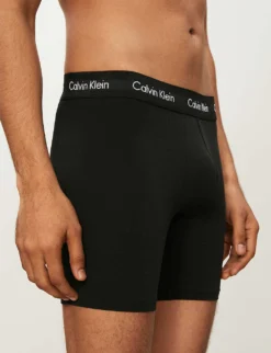 Calvin Klein Pack Of Three Classic-fit Stretch-cotton Trunks -Falkeis Store 431 3003262 NB1390A BLKBLUCOB ALT03
