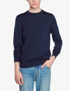 Sandro Crewneck Merino-wool Jumper -Falkeis Store 74 10081 SHPTR00117 NOIRGRIS ALT02