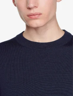 Sandro Crewneck Merino-wool Jumper -Falkeis Store 74 10081 SHPTR00117 NOIRGRIS ALT04