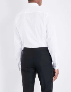 ETON Plissé Contemporary -fit Double-cuff Cotton Shirt -Falkeis Store 847 10065 631570310 WHITE ALT02