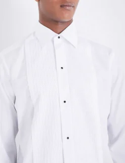 ETON Plissé Contemporary -fit Double-cuff Cotton Shirt -Falkeis Store 847 10065 631570310 WHITE ALT04