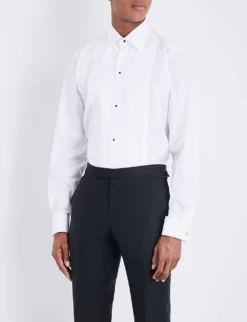 ETON Plissé Contemporary -fit Double-cuff Cotton Shirt