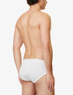 Sunspel Superfine Branded-waistband Cotton-jersey Briefs -Falkeis Store R00053566 WHITE ALT02