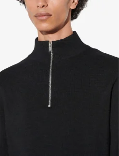 Sandro Half-zip Wool Jumper 9 Sandro Half-zip Wool Jumper -Falkeis Store R03630693 NOIRGRIS ALT04