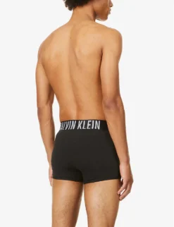 Calvin Klein Pack Of Two Brand-print Stretch-cotton Trunks -Falkeis Store R03653226 BLACK ALT02