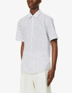 Boss Geometric-print Regular-fit Cotton Shirt 7 Boss Geometric-print Regular-fit Cotton Shirt -Falkeis Store R03739196 LIGHTPASTELBLUE ALT02