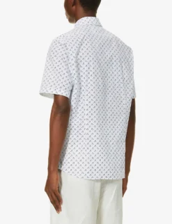 Boss Geometric-print Regular-fit Cotton Shirt 8 Boss Geometric-print Regular-fit Cotton Shirt -Falkeis Store R03739196 LIGHTPASTELBLUE ALT03