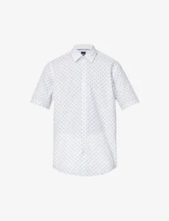 Boss Geometric-print Regular-fit Cotton Shirt