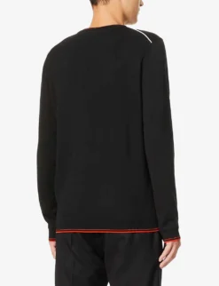 Boss Logo Print Knitted Cotton Jumper -Falkeis Store R03781161 BLACK ALT03