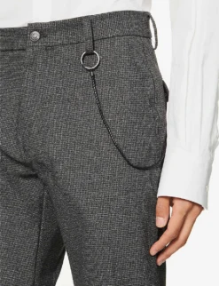 Hugo Chain-embellished Tapered Gabardine Trousers 9 Hugo Chain-embellished Tapered Gabardine Trousers -Falkeis Store R03788521 CHARCOAL ALT04