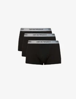 Emporio Armani Pack Of Three Logo-embellished Stretch-cotton Boxers