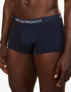 Emporio Armani Logo-print Stretch-cotton Trunks Pack Of Three 7 Emporio Armani Logo-print Stretch-cotton Trunks Pack Of Three -Falkeis Store R03804556 MARINEGRGMELNERO ALT03