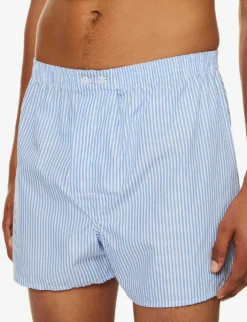 James Striped-pattern Classic-fit Cotton Boxer Briefs -Falkeis Store R03805080 BLUE ALT03