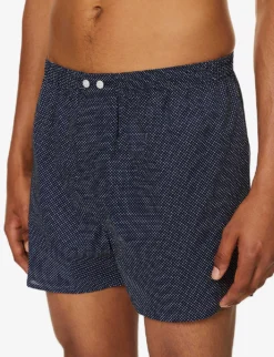 Plaza Polka Dot-pattern Classic-fit Cotton Boxer Briefs -Falkeis Store R03805081 NAVY ALT03