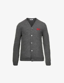 Comme Des Garçons Play Logo-embroidered V-neck Wool Cardigan