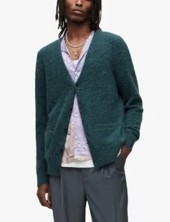 AllSaints Renn Relaxed-fit Wool And Alpaca-blend Cardigan -Falkeis Store R03837129 SLATEBLUE ALT02