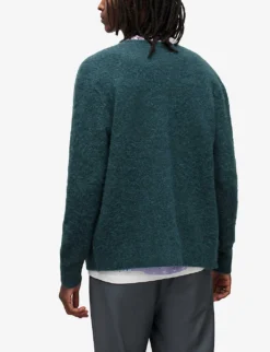 AllSaints Renn Relaxed-fit Wool And Alpaca-blend Cardigan -Falkeis Store R03837129 SLATEBLUE ALT03