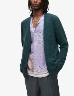 AllSaints Renn Relaxed-fit Wool And Alpaca-blend Cardigan -Falkeis Store R03837129 SLATEBLUE ALT04