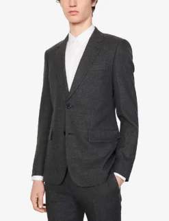 Sandro Legacy Single-breasted Wool Blazer -Falkeis Store R03851777 NOIRGRIS ALT02