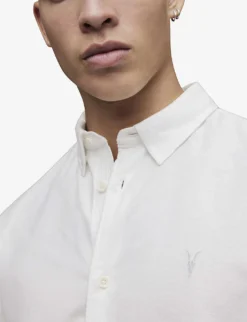 AllSaints Hermosa Logo-embroidered Relaxed-fit Cotton Shirt 9 AllSaints Hermosa Logo-embroidered Relaxed-fit Cotton Shirt -Falkeis Store R03852450 WHITE ALT04