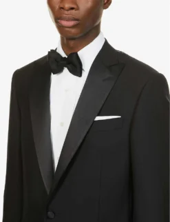CORNELIANI Single-breasted Regular-fit Wool Tuxedo Suit -Falkeis Store R03868070 BLACK ALT05