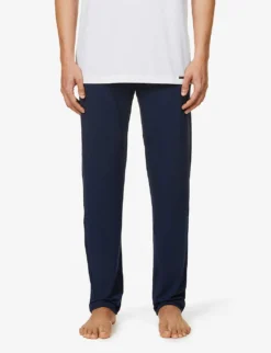 HANRO Relaxed-fit Straight-leg Stretch-woven Pyjama Bottoms -Falkeis Store R03868105 DEEPNAVY ALT02