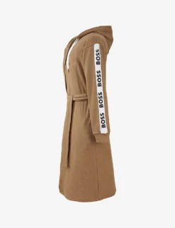 Boss Sense Logo-print Hooded Cotton-blend Bathrobe -Falkeis Store R03906449 CAMEL ALT02