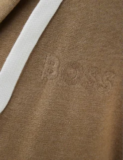 Boss Sense Logo-print Hooded Cotton-blend Bathrobe -Falkeis Store R03906449 CAMEL ALT04