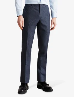 Ted Baker Cleets Slim-fit Mid-rise Wool-blend Suit Trousers -Falkeis Store R03908554 NAVY ALT02