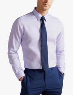 Ted Baker Daltoss Slim-fit Cotton Shirt 6 Ted Baker Daltoss Slim-fit Cotton Shirt -Falkeis Store R03920150 LILAC ALT02