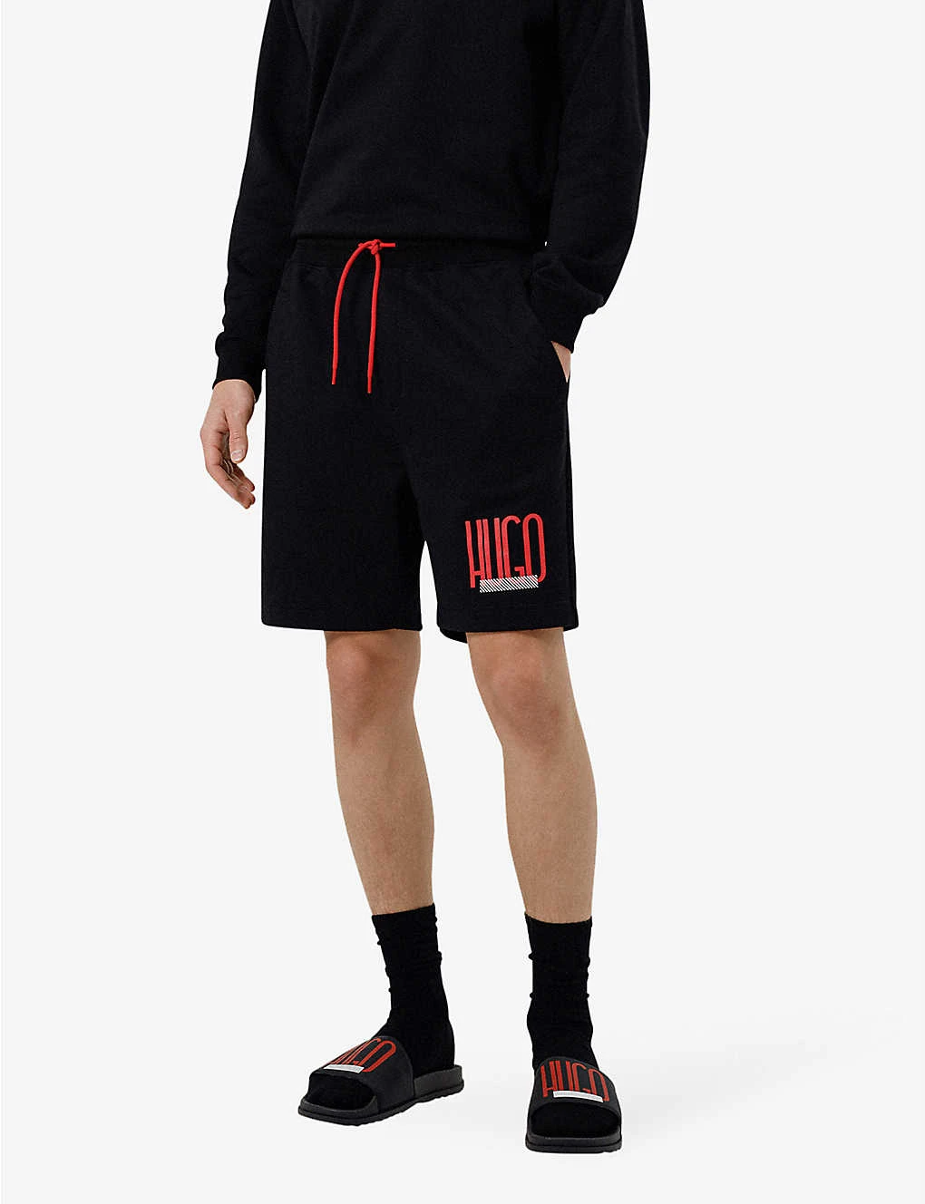 Hugo Logo-print Regular-fit Cotton-jersey Shorts 3 Hugo Logo-print Regular-fit Cotton-jersey Shorts - Image 3