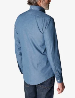 ETON Button-down Slim-fit Denim-twill Shirt -Falkeis Store R03920283 DARKBLUE ALT02