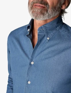 ETON Button-down Slim-fit Denim-twill Shirt -Falkeis Store R03920283 DARKBLUE ALT03