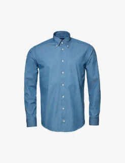 ETON Button-down Slim-fit Denim-twill Shirt