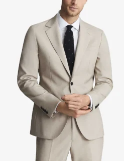 Reiss Single-breasted Notch-lapel Wool Blazer -Falkeis Store R03924662 STONE ALT02