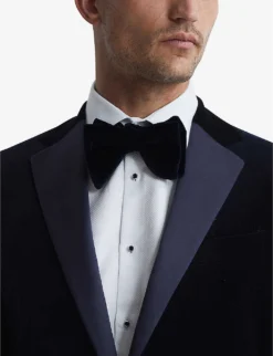 Reiss Ace Single-breasted Stretch-velvet Blazer -Falkeis Store R03924671 NAVY ALT04